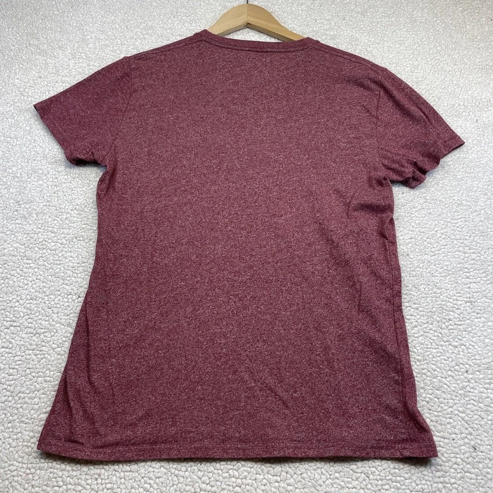 Hollister‎ T-Shirt Mens S Red Burgundy V-Neck Short Sleeve Logo Heathered Tee